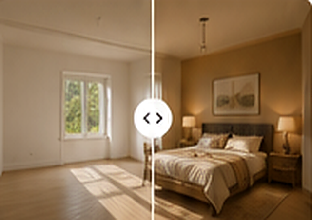 Virtual staging Before and after design preview